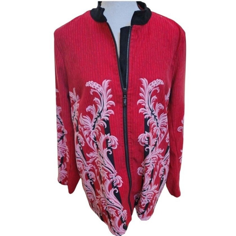 Bob Mackie Wearable Art Rococo Print Zip-up Jacket Size Small
